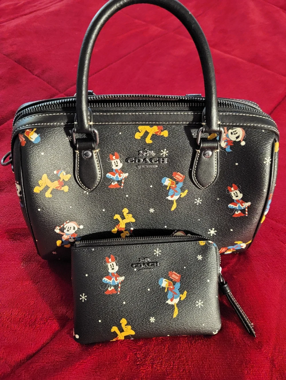 Coach Black Disney Mickey & Friends Mini Satchel with Pouch - Picture 3 of 13